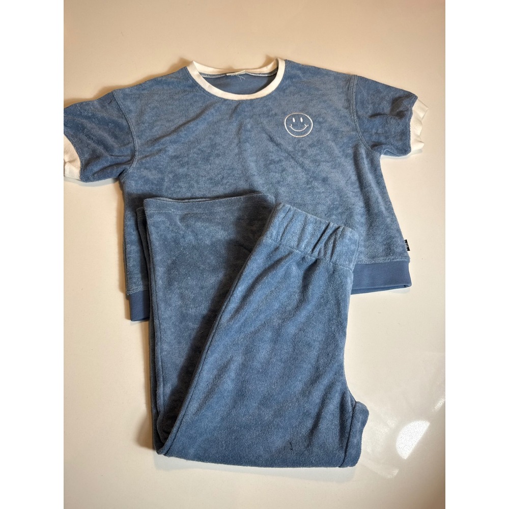 Feather 4 Arrow Girls 2PC Terry Set Washed Indigo Blue Size 8
